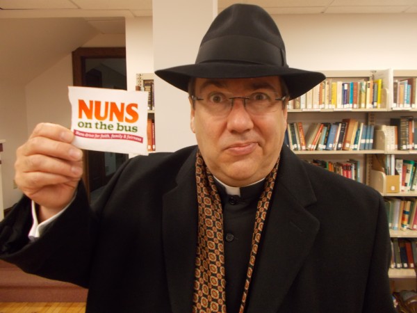 Fr Z with Nuns on the Bus sticker!