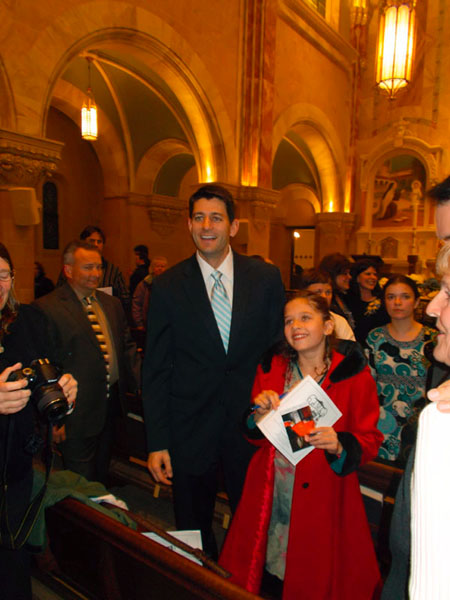 Paul Ryan and daughter Liza, happy after Mass at Holy Hill