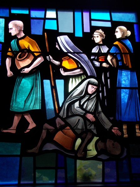 Detail from the Mother Teresa window in the Bishop O'Connor Center chapel