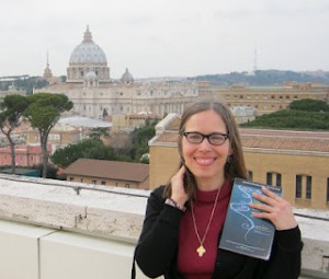 Dawn Eden in Rome with her book