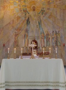 Altar at Bishop O'Connor Center prepared for Mass