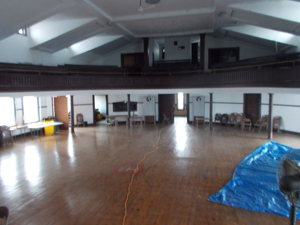 View of balcony from stage of Holy Redeemer School Auditorium