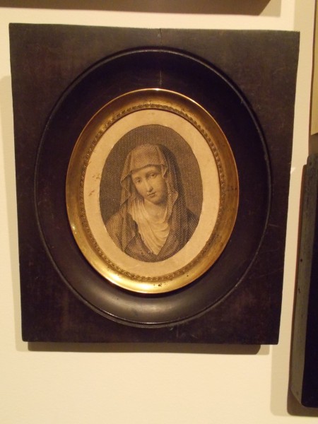 Father Mazzuchelli was very devoted to the Seven Sorrows of Mary. Here is a little image that he kept in his room, which is now in the museum at Sinsinawa Mound.